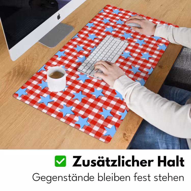 Ruit - Sterren - Rood Muismat XXL klein 681 -ysfeer3_duits