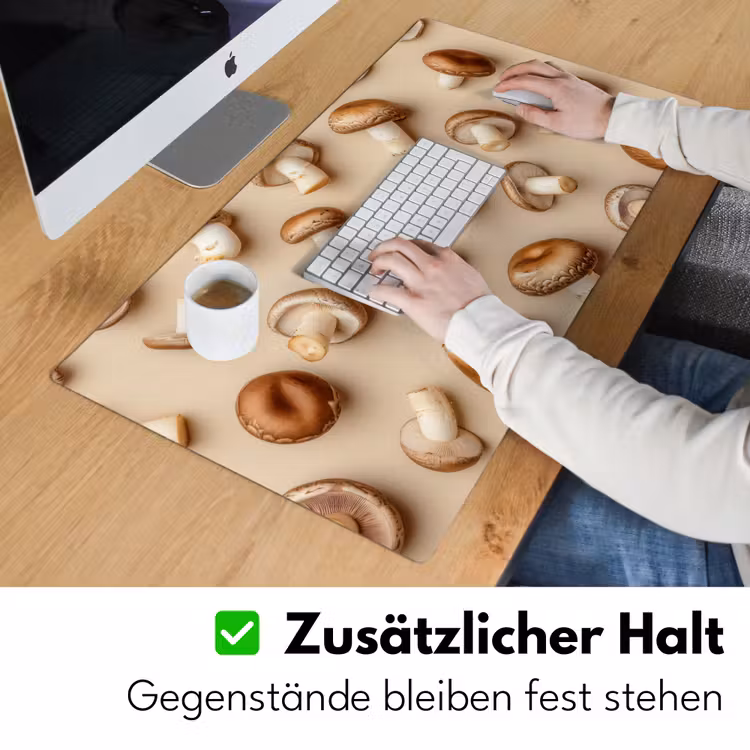 Kastanje Champignons - Beige Muismat XXL klein -ysfeer3_duits