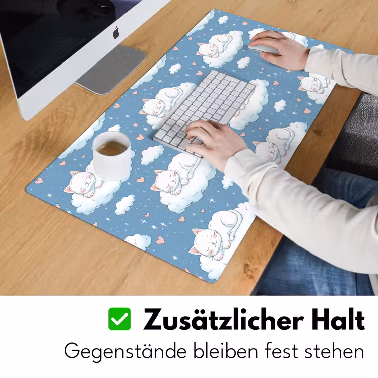 Kitten - Wolken - Blauw Muismat XXL klein 681 -ysfeer3_duits