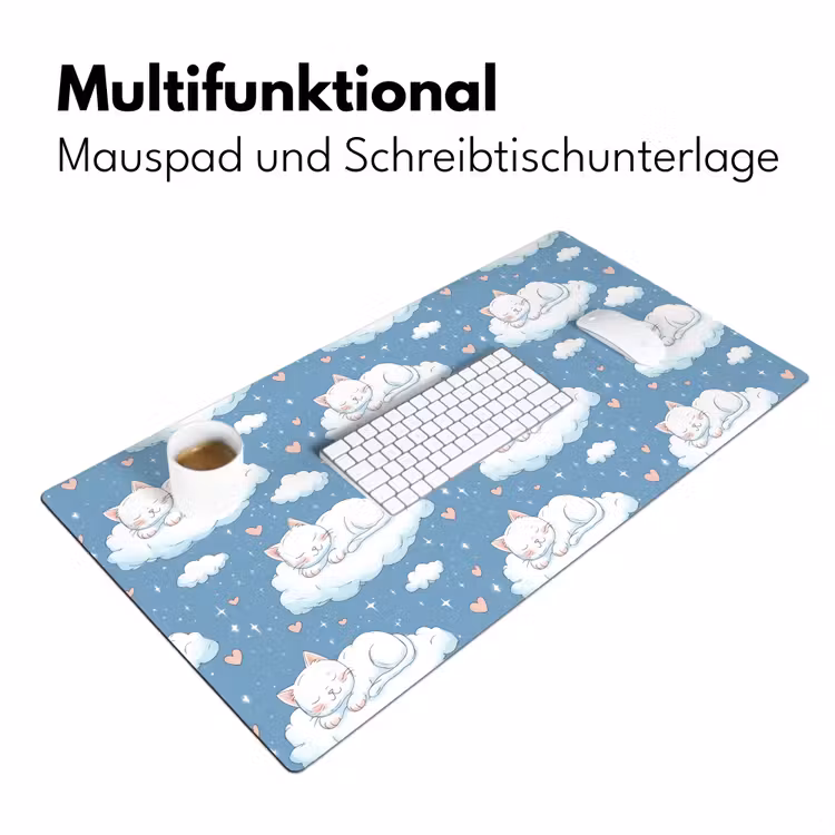 Kitten - Wolken - Blauw Muismat XXL klein 681 -ysfeer4_duits