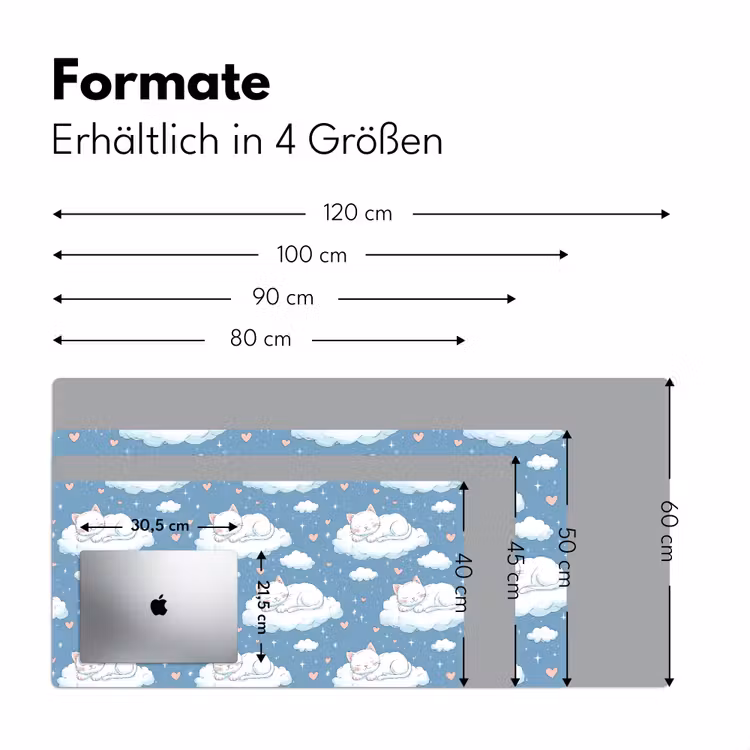 Kitten - Wolken - Blauw Muismat XXL klein 681 -ysfeer5_duits
