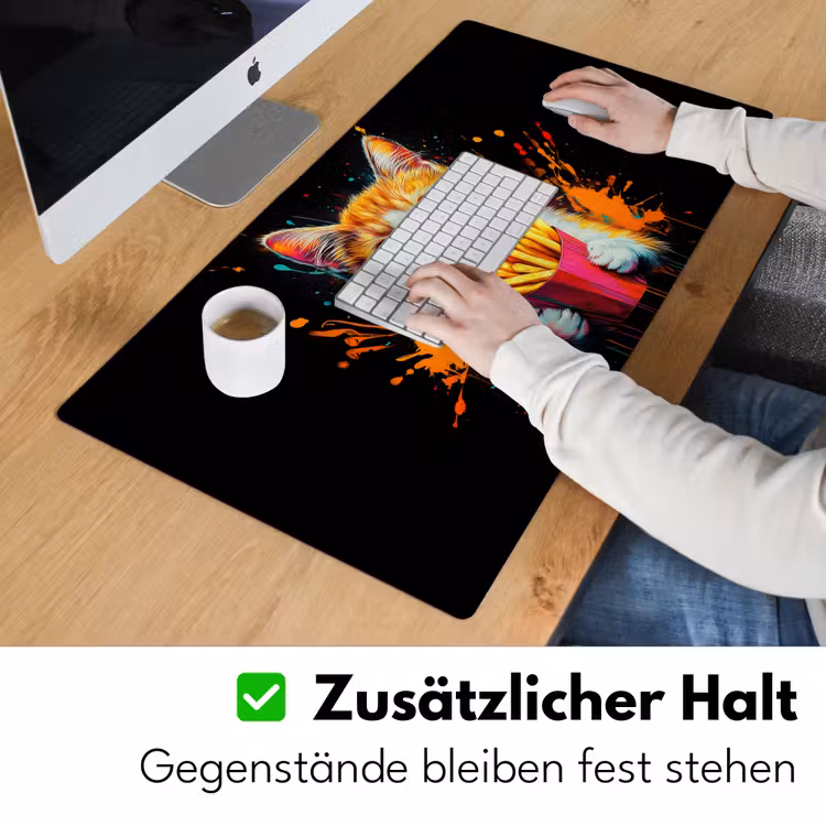 Kat - Eten - Patat - Graffiti - Abstract Muismat XXL klein -ysfeer3_duits
