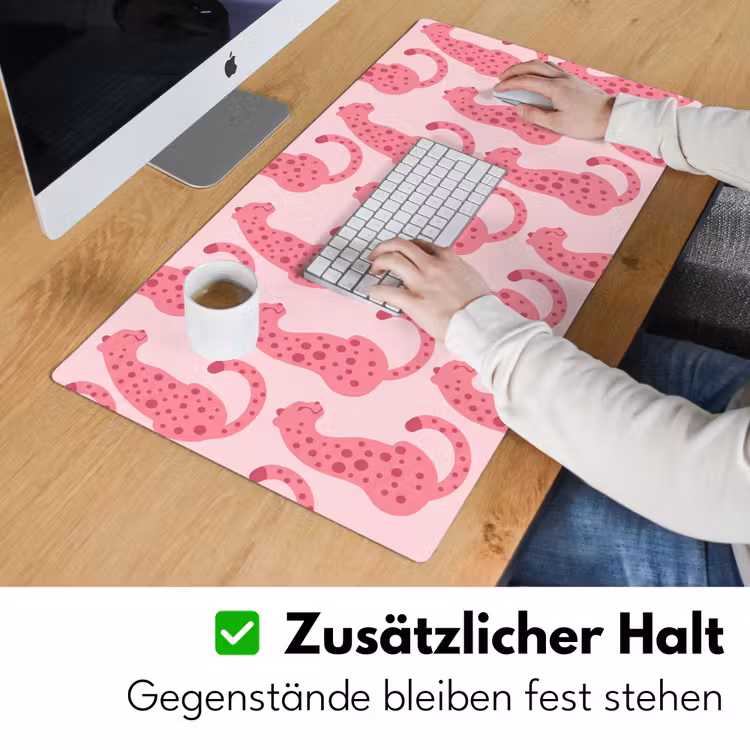 Kat - Gevlekt - Dieren - Patroon - Roze Muismat XXL klein -ysfeer3_duits