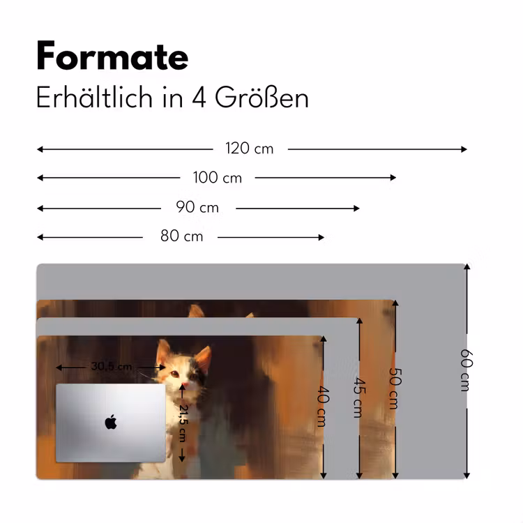 Kat - Geschilderd - Artistiek - Wit Muismat XXL klein -ysfeer5_duits