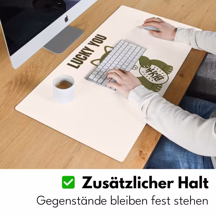 Schreibtischunterlage - Katze – Glück – Tiere – Modern – Grün - Kat - Geluk - Dieren - Modern - Groen Muismat XXL klein