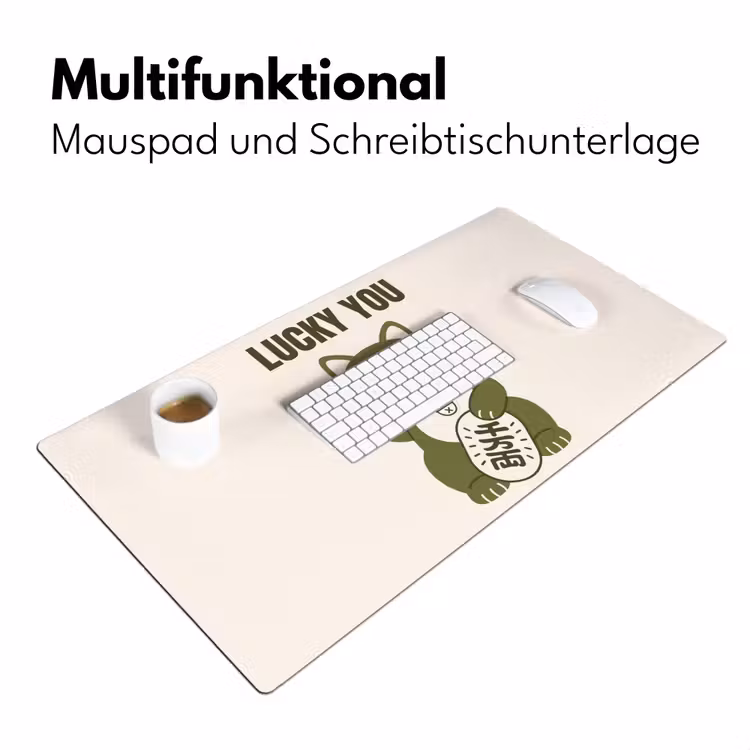 Schreibtischunterlage - Katze – Glück – Tiere – Modern – Grün - Kat - Geluk - Dieren - Modern - Groen Muismat XXL klein