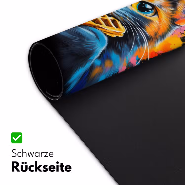 Kat - Graffiti - Kleurrijk - Wafel - Eten Muismat XXL klein -ysfeer2_duits
