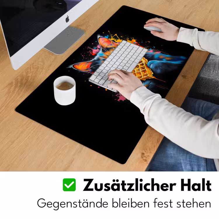 Kat - Graffiti - Kleurrijk - Wafel - Eten Muismat XXL klein -ysfeer3_duits