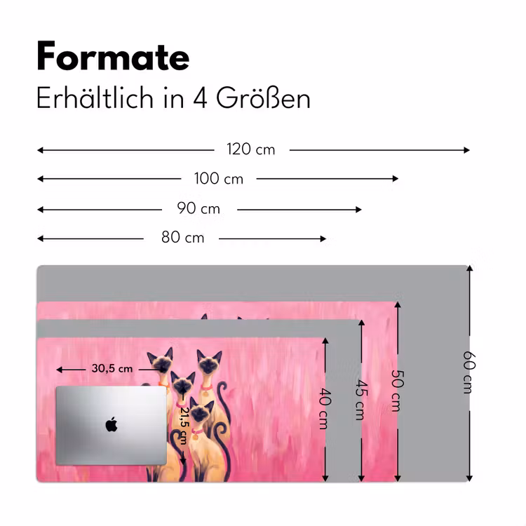 Schreibtischunterlage - Katze – Gruppe – Tiere – Modern – Rosa - Kat - Groep - Dieren - Modern - Roze Muismat XXL klein
