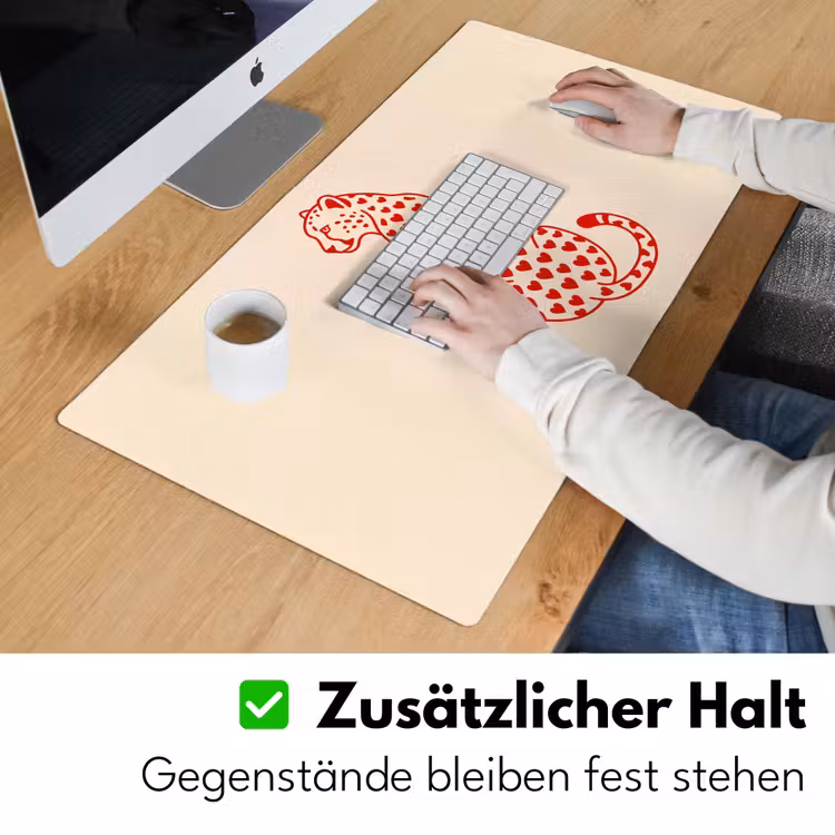 Schreibtischunterlage - Katze – Herzen – Tiere – Modern – Rot - Kat - Harten - Dieren - Modern - Rood Muismat XXL klein