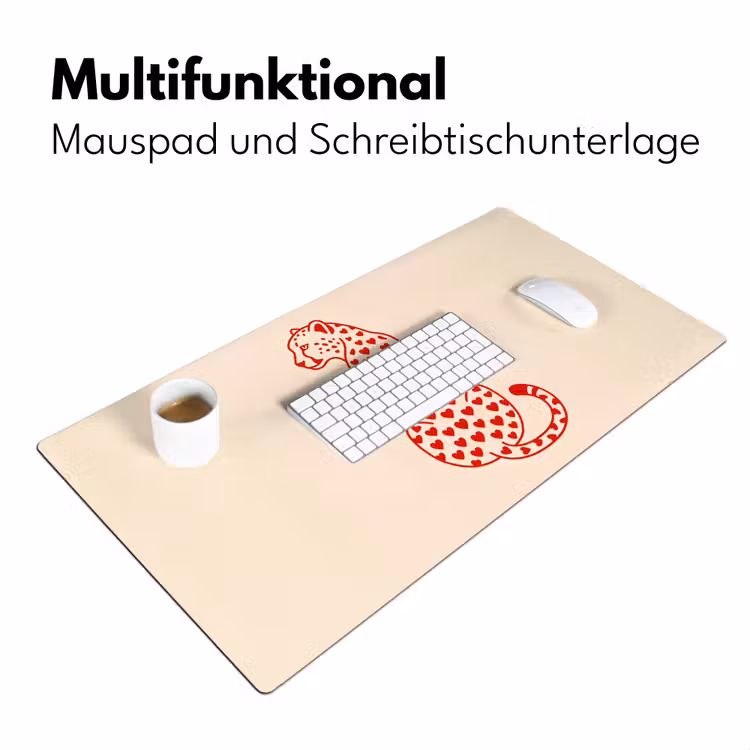 Schreibtischunterlage - Katze – Herzen – Tiere – Modern – Rot - Kat - Harten - Dieren - Modern - Rood Muismat XXL klein