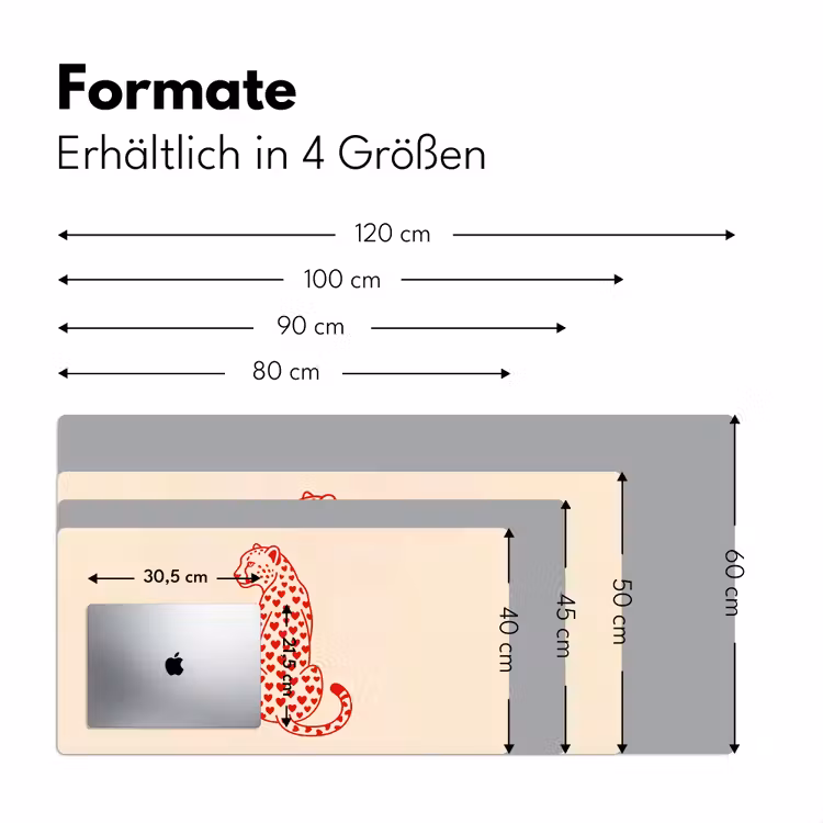 Schreibtischunterlage - Katze – Herzen – Tiere – Modern – Rot - Kat - Harten - Dieren - Modern - Rood Muismat XXL klein