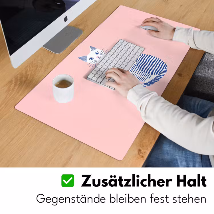 Kat - Illustratie - Minimalistisch - Roze Muismat XXL klein -ysfeer3_duits