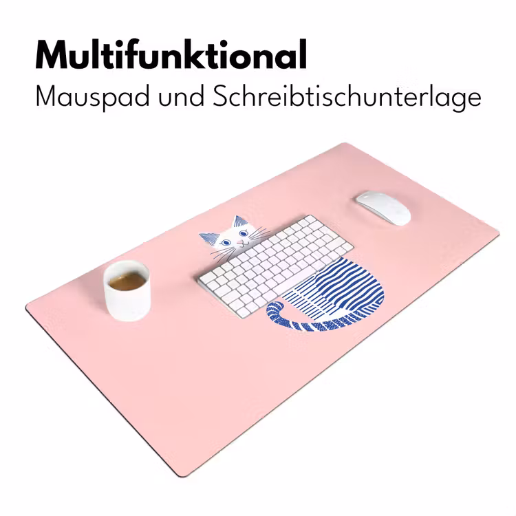 Kat - Illustratie - Minimalistisch - Roze Muismat XXL klein -ysfeer4_duits