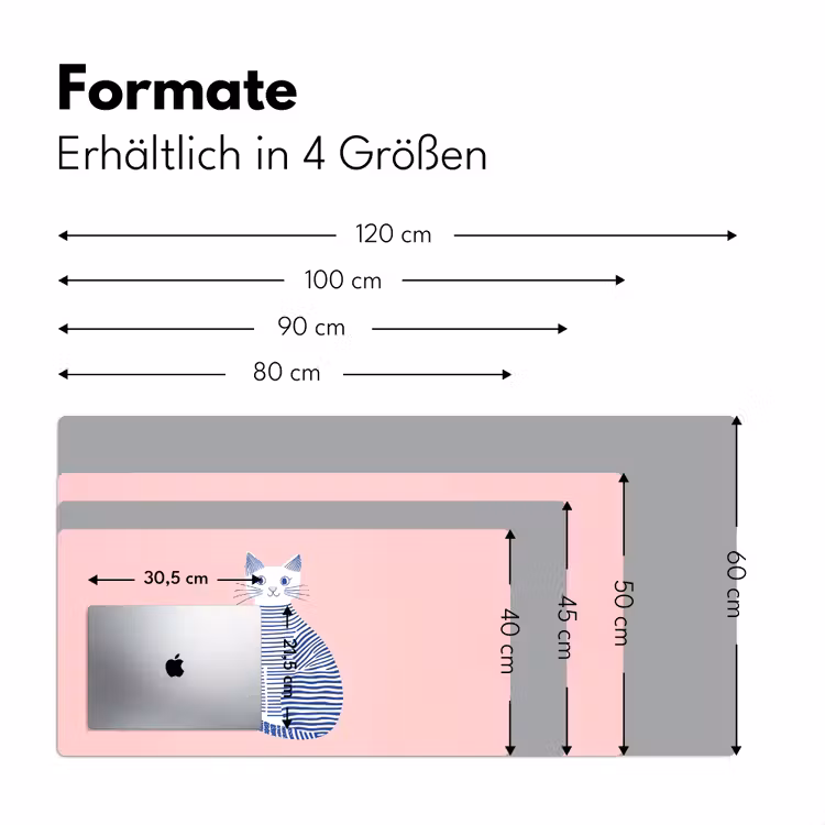 Kat - Illustratie - Minimalistisch - Roze Muismat XXL klein -ysfeer5_duits