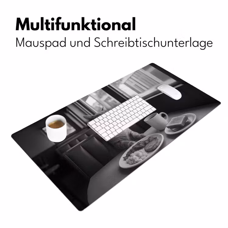 Kat - Koffie - Brood - Zwart Muismat XXL klein -ysfeer4_duits