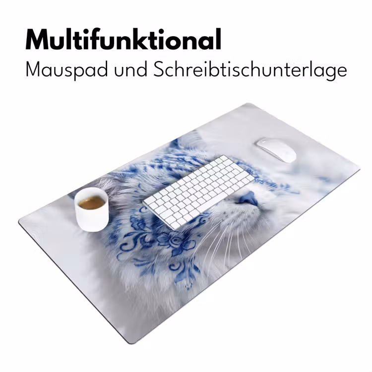 Kat - Patroon - Blauw Muismat XXL klein -ysfeer4_duits