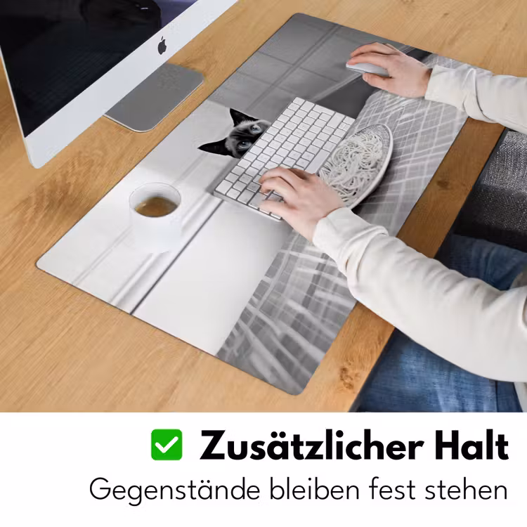 Kat - Siamees - Zwart Wit - Schattig - Dieren Muismat XXL klein -ysfeer3_duits