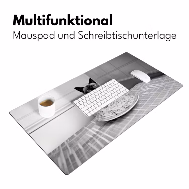 Kat - Siamees - Zwart Wit - Schattig - Dieren Muismat XXL klein -ysfeer4_duits