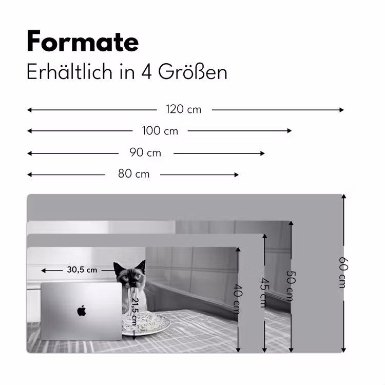 Kat - Siamees - Zwart Wit - Schattig - Dieren Muismat XXL klein -ysfeer5_duits