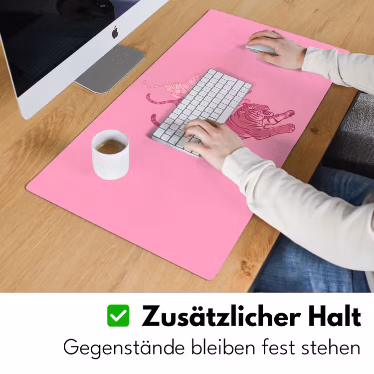 Schreibtischunterlage - Katze – Springend – Tiere – Rosa – Modern - Kat - Springend - Dieren - Roze - Modern Muismat XXL klein