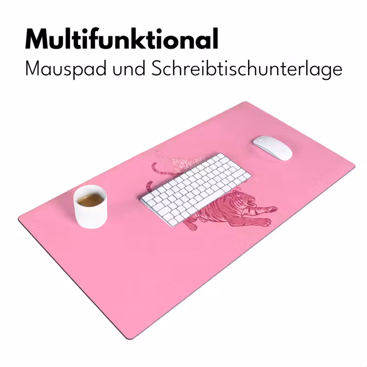 Schreibtischunterlage - Katze – Springend – Tiere – Rosa – Modern - Kat - Springend - Dieren - Roze - Modern Muismat XXL klein
