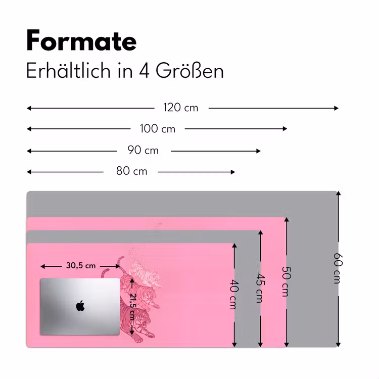Schreibtischunterlage - Katze – Springend – Tiere – Rosa – Modern - Kat - Springend - Dieren - Roze - Modern Muismat XXL klein