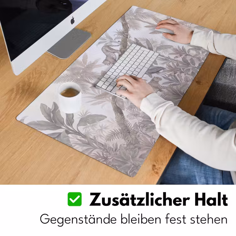 Kat - Vogel - Jungle - Illustratie - Dieren Muismat XXL klein -ysfeer3_duits