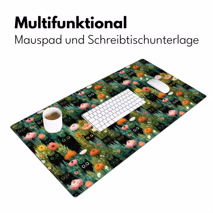 Katten - Bloemen - Kleurrijk Muismat XXL klein 681 -ysfeer4_duits