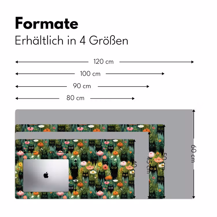 Katten - Bloemen - Kleurrijk Muismat XXL klein 681 -ysfeer5_duits