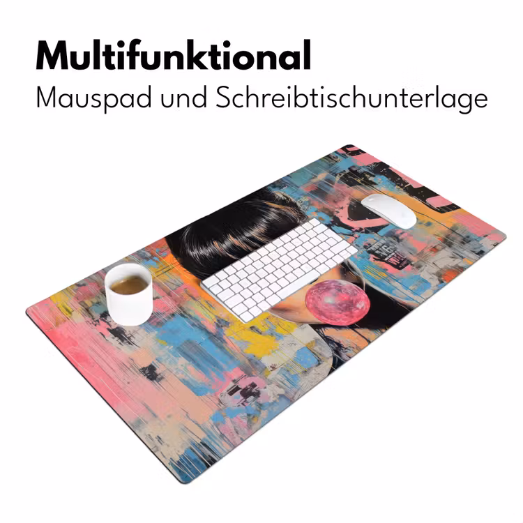 Kauwgom - Vrouw - Penseelstreken - Modern Muismat XXL klein -ysfeer4_duits