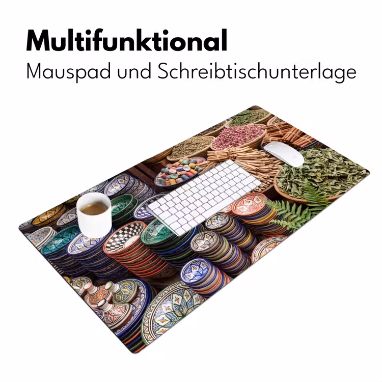 Schreibtischunterlage - Keramik – Orientalisch – Farbenfroh - Aardewerk - Oosters - Kleurrijk Muismat XXL klein