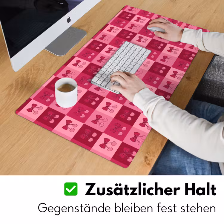 Kersen - Strikjes - Speels - Roze - Bordeaux Muismat XXL klein 681 -ysfeer3_duits
