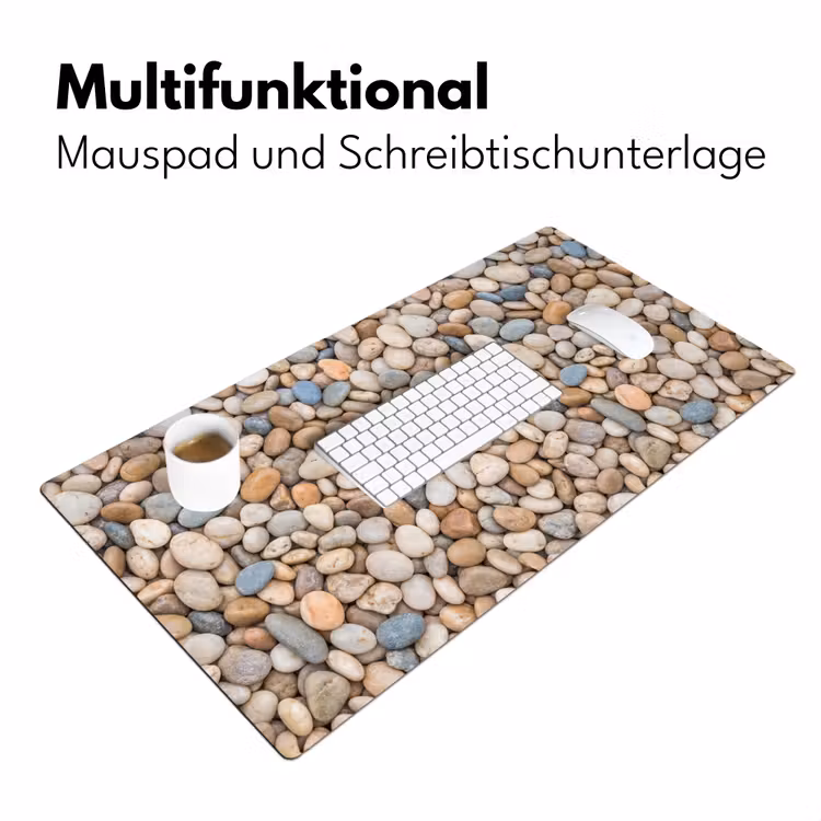 Kiezelstenen - Natuur - Textuur - Beige - Grijs Muismat XXL klein -ysfeer4_duits