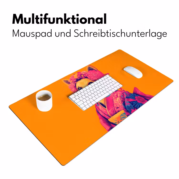 Kimono - Hondje - Bloemenkroon - Oranje Muismat XXL klein -ysfeer4_duits