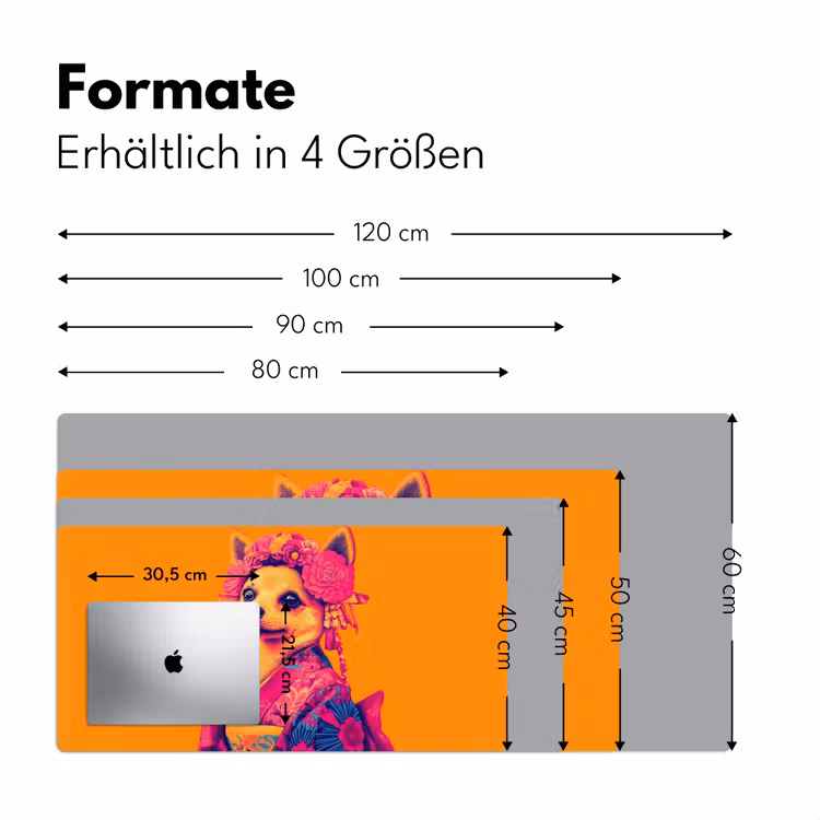 Kimono - Hondje - Bloemenkroon - Oranje Muismat XXL klein -ysfeer5_duits