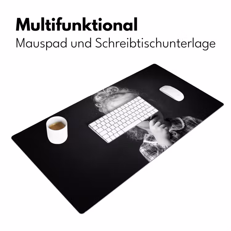 Kind - Vergrootglas - Portret - Zwart-wit Muismat XXL klein -ysfeer4_duits