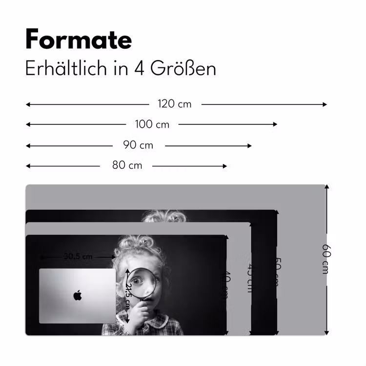 Kind - Vergrootglas - Portret - Zwart-wit Muismat XXL klein -ysfeer5_duits
