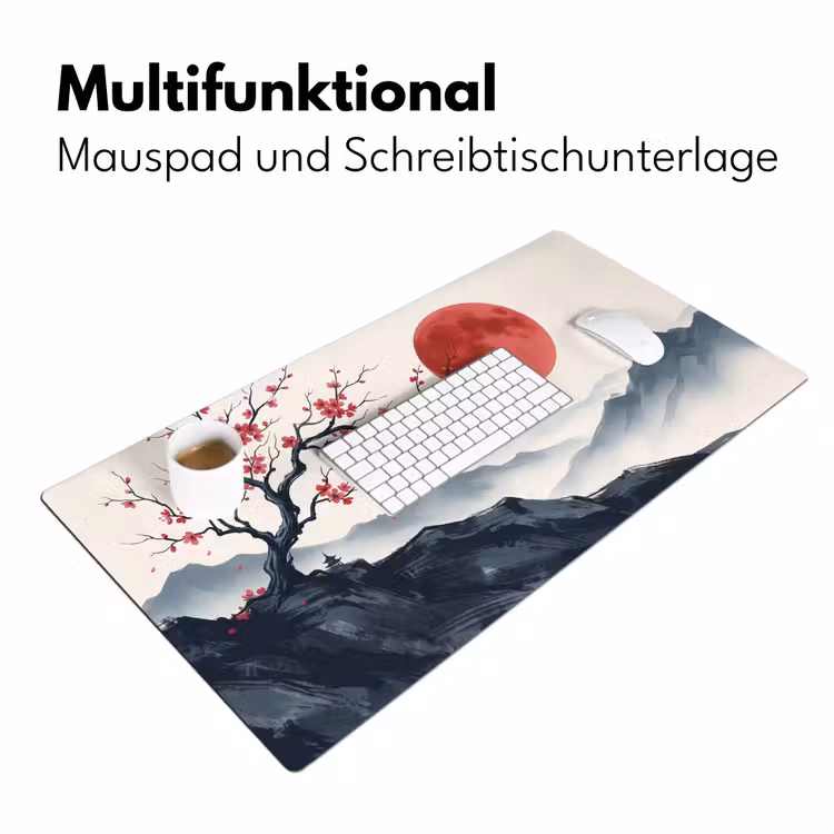 Kersenbloesem - Oosters - Rood Muismat XXL klein -ysfeer4_duits