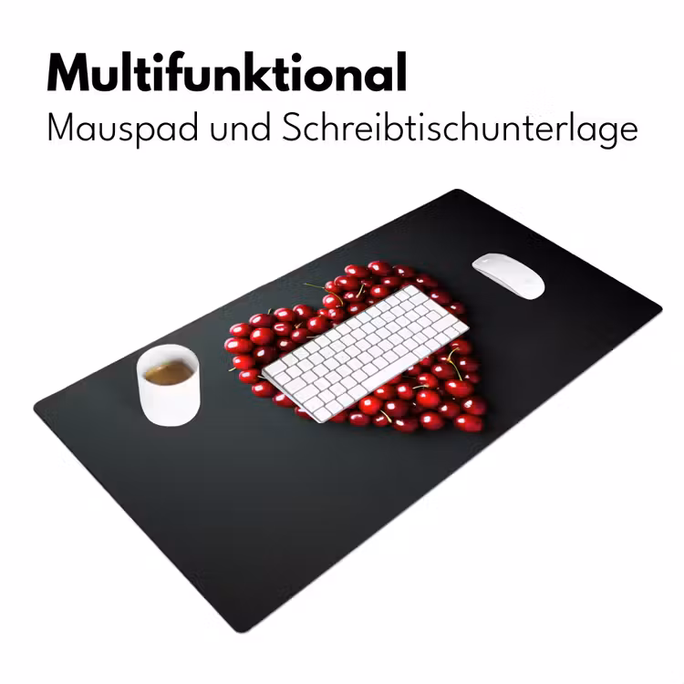 Kersen - Hart - Rood - Zwart Muismat XXL klein -ysfeer4_duits