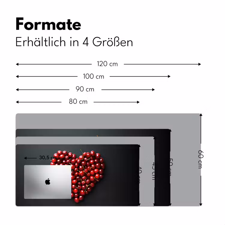 Kersen - Hart - Rood - Zwart Muismat XXL klein -ysfeer5_duits