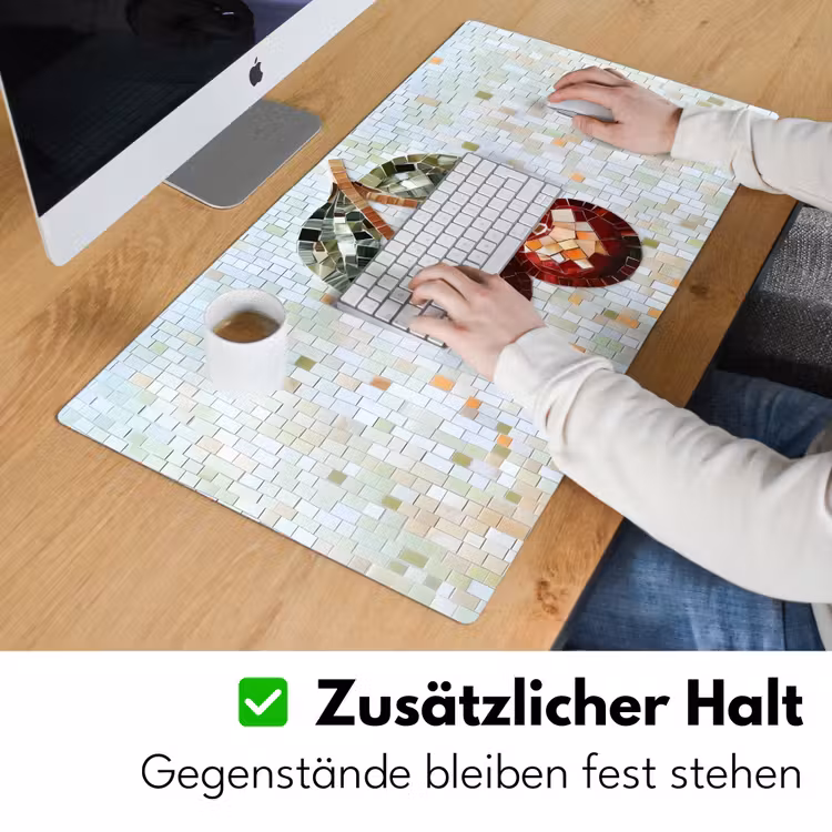 Kersen - Rood - Mozaïek - Blaadjes Muismat XXL klein -ysfeer3_duits
