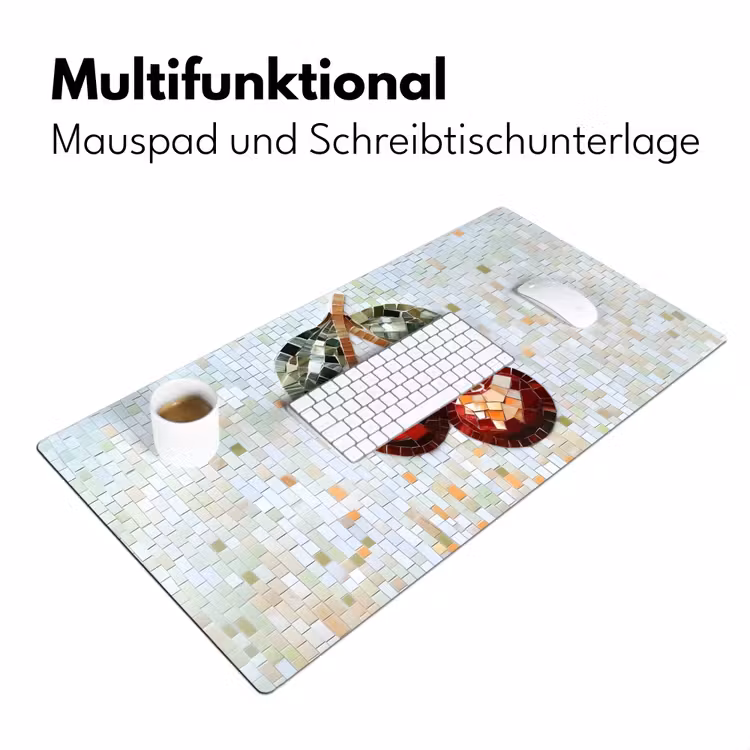Kersen - Rood - Mozaïek - Blaadjes Muismat XXL klein -ysfeer4_duits
