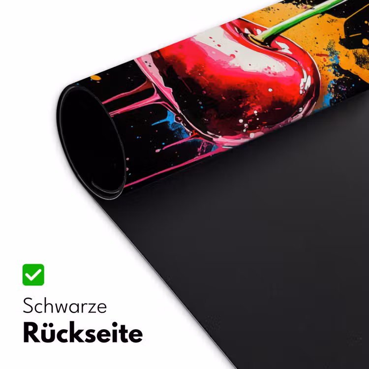 Kersen - Fruit - Graffiti - Verf - Abstract - Modern - Kleurrijk Muismat XXL klein -ysfeer2_duits