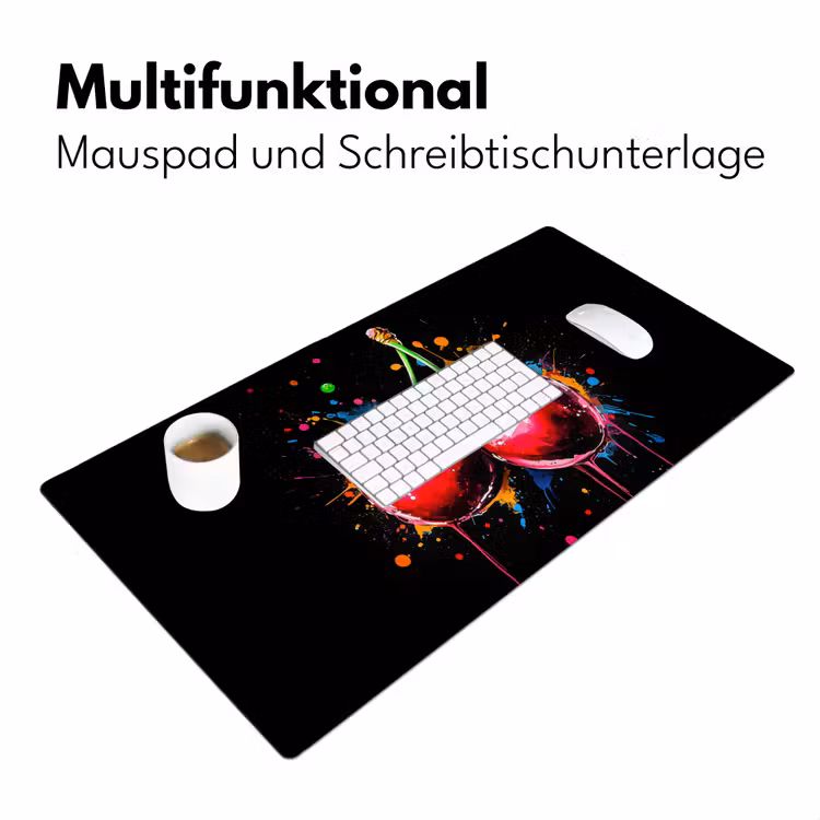 Kersen - Fruit - Graffiti - Verf - Abstract - Modern - Kleurrijk Muismat XXL klein -ysfeer4_duits
