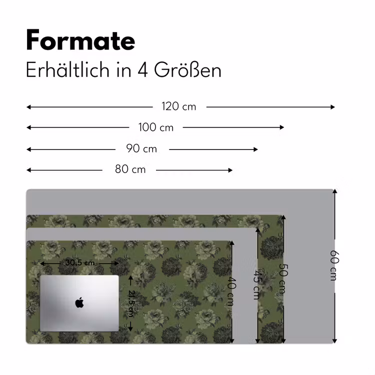 Klassiek - botanisch - olijfgroen - bloemen Muismat XXL klein 681 -ysfeer5_duits