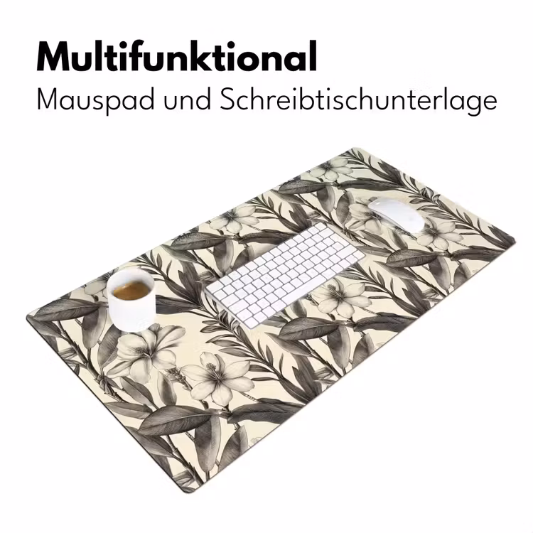 Klassiek - Botanisch - Zwart - Beige Muismat XXL klein 681 -ysfeer4_duits