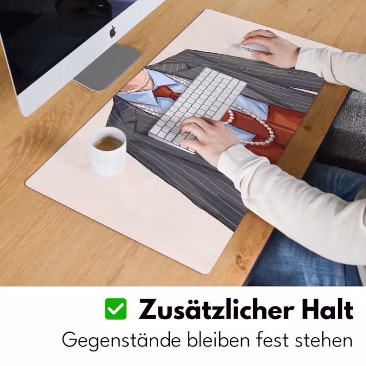 Schreibtischunterlage - Kleidung – Schleife – Perlen – Klassisch – Mode - Kleding - Strik - Parels - Klassiek - Mode Muismat XXL klein