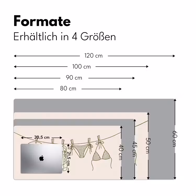 Schreibtischunterlage - Kleidung – Wäscheleine – Sommer – Strichzeichnung – Grün - Kleding - Waslijn - Zomer - Lijntekening - Groen Muismat XXL klein