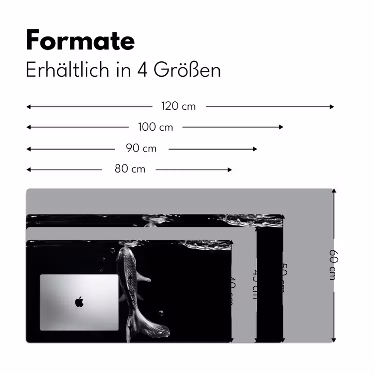 Koi - Vissen - Water - Zwart Muismat XXL klein -ysfeer5_duits